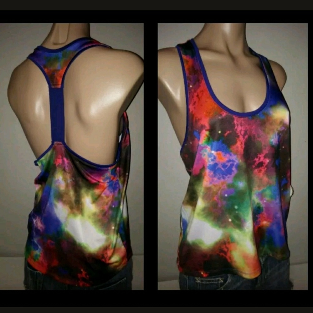 SO SPACE WEATHER ELASTIC RACERBACK COSMIC TANK TOP